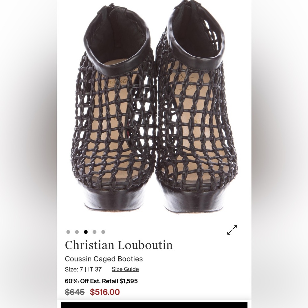 Christian Louboutin Black Mesh Heels with Red Soles - Picture 3 of 12